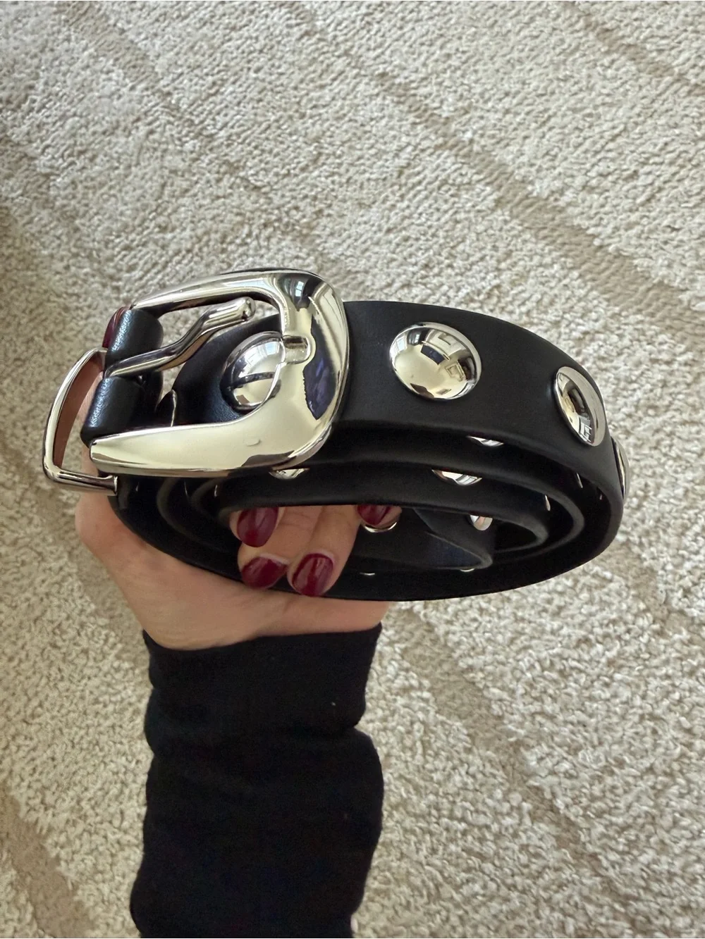 Madewell Black and silver belt with studs